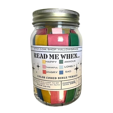 Bibelverskrukke til følelser og , Bibelvers i en krukke, Skriftkrukke, Guds opmuntring, Bøn