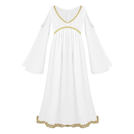 Romersk gresk gudinne Athena cosplay-kjole for jenter, gullfarget Halloween-kostyme, rollespill, fest, lang maskeradekjole