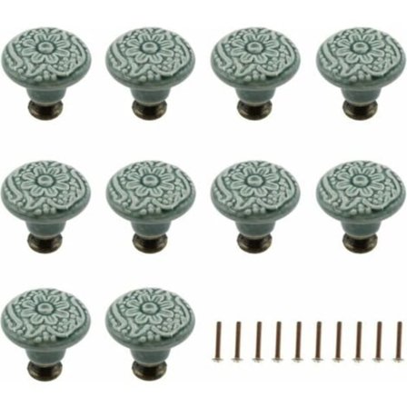 CCYKXA 10 stk. Keramiske knotter Dekorative skuffetrekk (Grønn) Skap Kommode Hylle Trekk Håndtak Møbler Dekorative Trekk Verktøy med Monteringsskruer/