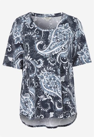Cellbes of Sweden - Jerseytop med korte ærmer i blå / paisley til damer i størrelse 42/44