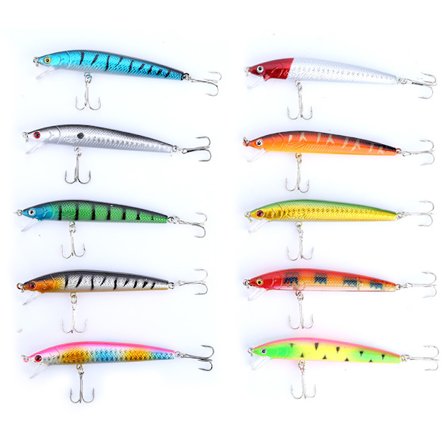 10 stk Fargerike Fiske Lokkemidler 95mm Crankbaits Skarpe Kroker Agn Utstyr Fiske Tilbehør