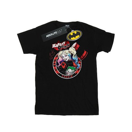 DC Comics Boys Harley Quinn Joker Patch T-Shirt 7-8 år Svart