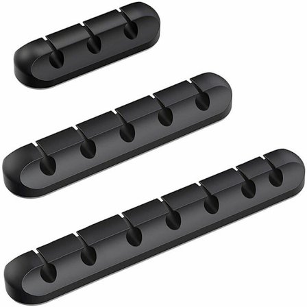 Skrivebordsarrangør Kabelklemmer - Sett med 3 - Kabelhåndtering, Selvklebende Silikonkabelbånd, Skrivebordsledningsoppbevaring for laderledninger