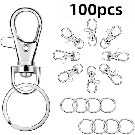 100 stk. (50 sølv hundespænder + 50 nøgleflade ringe) legeringssvirvel S