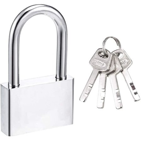 50mm Hengelås 4 Nøkkel Hengelås, Herdet Stålhus, 8mm Diameter Lang Bøyle, Vanntett Utendørs Hengelås For Skap, Garasje, Gjerde, Hage