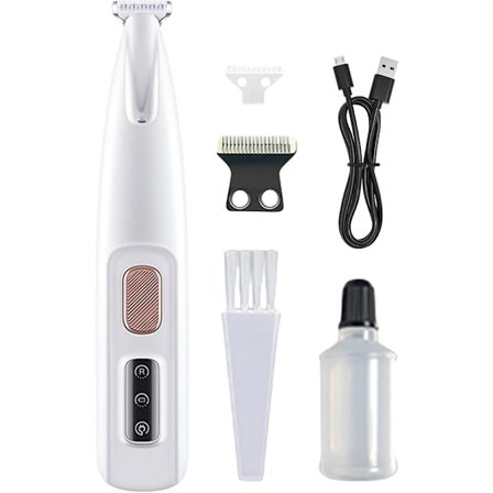 Støjsvag Trådløs Pels trimmer til Hund og Kat, Vandtæt med LED