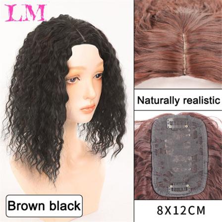 Lång Lockigt Klipp I Syntetiskt Hårförlängning Svart Brun High Te