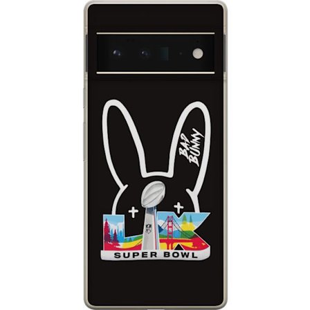 Kompatibel Mobilcover til Google Pixel 6 Pro Bad Bunny portræt med åben skjorte, tatoveringer og krøllet hår i stilfuld modefotografering