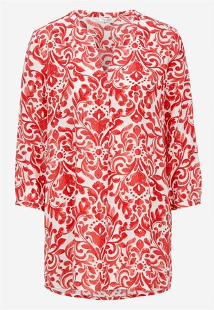 Cellbes of Sweden - Vævet, mønstret tunika i koral / mønstret til damer i størrelse 54/56