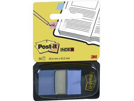 POST-IT Indexflikar med utmatare, medium 25,4 x 43,2 mm, klarblå, 50-pack med hållare - Lyreco - Kontorsmaterial - Indexflikar och märkflikar - 