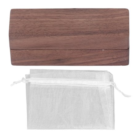 Träringlåda 2 platser Hållbar valnöt Handpolerad magnetisk stängning Träringhållare för ringar Smycken