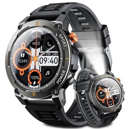 LOSEI Älykello Bluetooth-kutsut 180+ Tilaa 1.52" HD Terveystieto IP68 Trendikaulakoru Android/iOS Musta