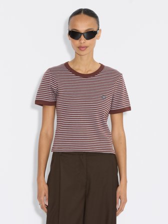 Holzweiler - Kitty Stripe Tee - Burgundy Stripe - Womens - Small
