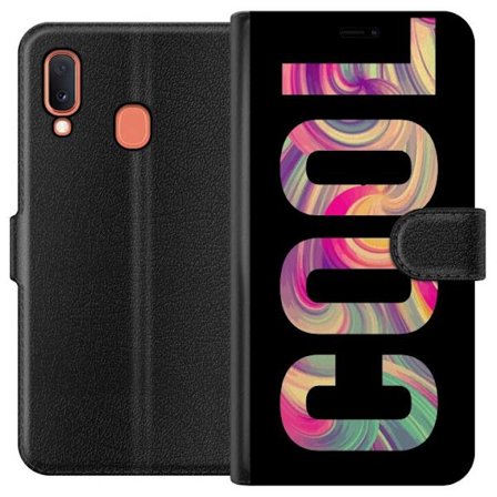 Kompatibel Tegnebogsetui til Samsung Samsung Galaxy A20e Modern typografisk kunst med ordet LOVE i flydende regnbuefarver mod sort baggrund, der skabe