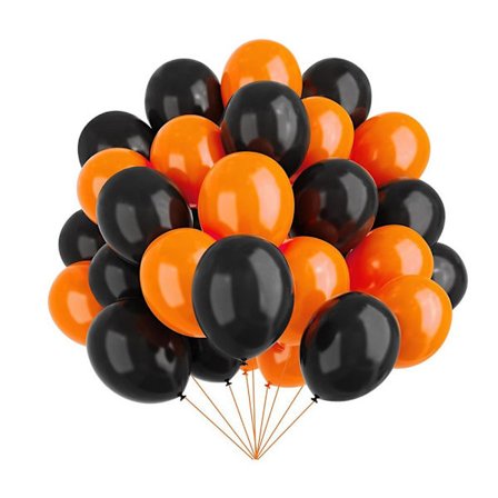 67 Sorte og orange balloner - 12-tommer Halloween-balloner - Tyk latex - Perfekt til fødselsdagsfest ballonbue kransdekorationer