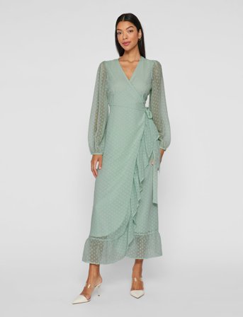 Vila Viedee L/S Ankle Wrap Dress - Green - 38