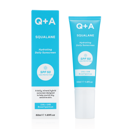 Q+A Squalane Hydrating Daily Sunscreen SPF 50, 50 ml