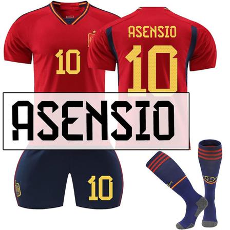 22-23 Qatar Vm Spanien Hemma Fotbollströja Träningsdräkt Asensio 10 Kids 28(150-160cm)