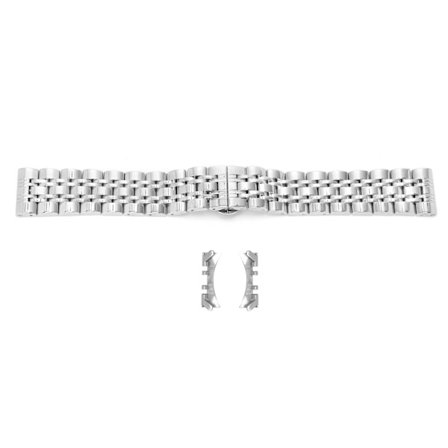 Ruostumattomasta teräksestä valmistettu kellon ranneke, hopeanvärinen, kiinteä, säädettävä, perhoslukko, vaihto 22 mm