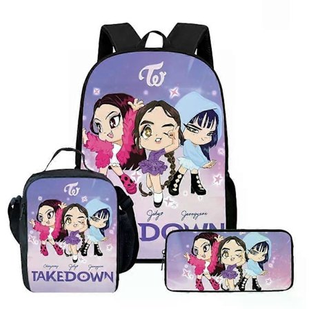 Kpop Demon Hunters Ryggsäck Huntrix K-pop Demon Hunters Skolväska Mochila Pennfodral Set