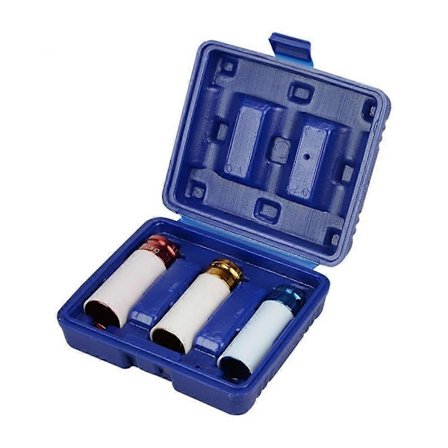 3 stk. 17 mm 19 mm 21 mm Legering Tyndvægget Hjulmøtrik Fjernersæt Dybe Slagtoppe