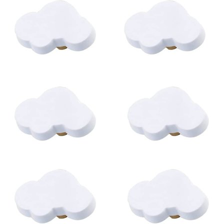 Sett med 6 myke gummiknapper i tegneserieform for barn, jenter, gutter, skap, leker, bokhylle (sky)