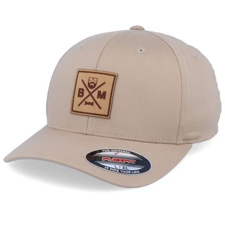 Bearded Man - Beige flexfit Keps - BM Cross Patch Khaki Flexfit @ Hatstore
