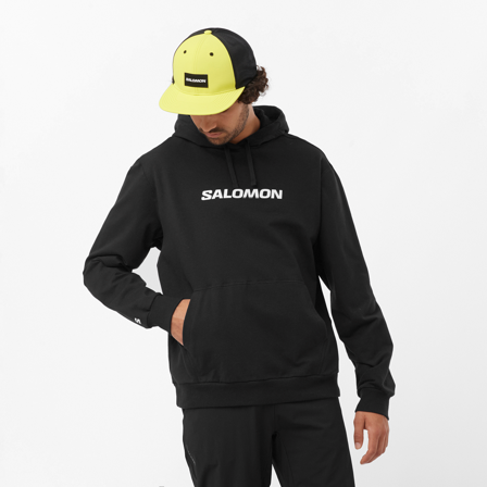 Salomon - Drugie warstwy (termiczne) Odzież Sal Logo Perf Hoodie M - Deep Black
