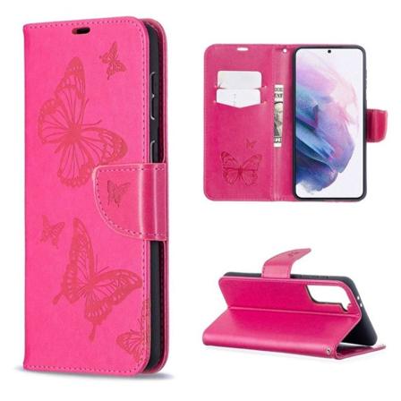 Butterfly Samsung Galaxy S21 Plus flip etui - Rose Pink