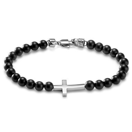 Unity | Bracelet La croix en onyx pour hommes - Bracelets de perles