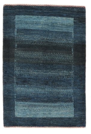 Hand Knotted Loribaft Fine Persia Rug 84X123 Wool Black/Dark Blue Small