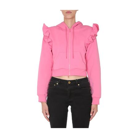 Moschino, Cropped Sweatshirt Różowy, Kobieta, Rozmiar: S