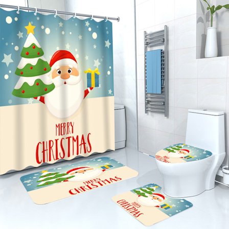 4-pack Julduschsärd, Vattentät, Hålfri, Duschdraperi Set, Toalettpartition, Duschtelt, Duschöverdrag, Badrumsdraperi (med Krokar)