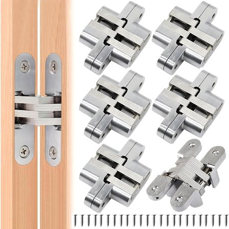 6 stk Foldbare Skjulte Hengsler Kryssskap Buede, Usynlig Hengsel Lukking, Møbeldørhjørne Foldet Stål Enkel Installasjon