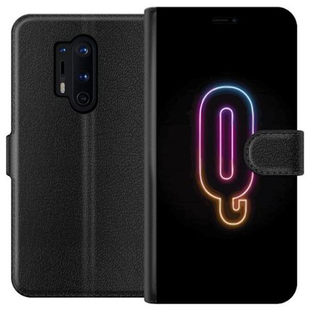 Yhteensopiva Lompakkokotelo OnePlus OnePlus 8 Pro Minimalistinen neonkirjain Q kirkkaissa väreissä tummaa taustaa vasten