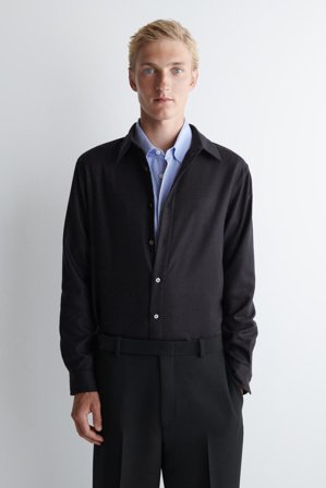 COS Homme Chemise Décontractée En Flanelle De Laine in Bleu