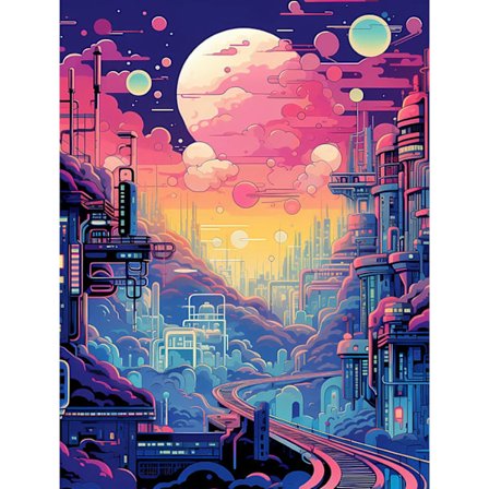 Fantasy By Diamantmaleri Sæt: 5D Fuld Bor, Futuristisk Design, Klar Lærred, DIY Håndværk til Sci-Fi Fans Indretning