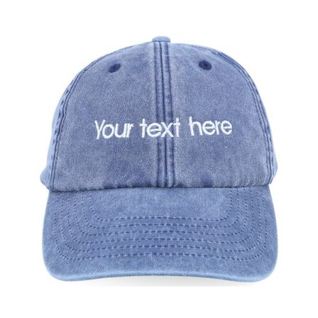 Beechfield - Blå unconstructed Keps - Washed Denim Blue Dad Cap With Embroidery @ Hatstore
