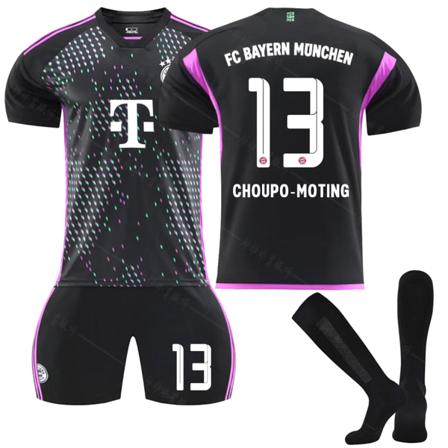 23/24 Ny Sæson Udebanetrøje FC Bayern München CHOUPO-MOTING Nr 13 Børne Jersey-pakke Barn-26