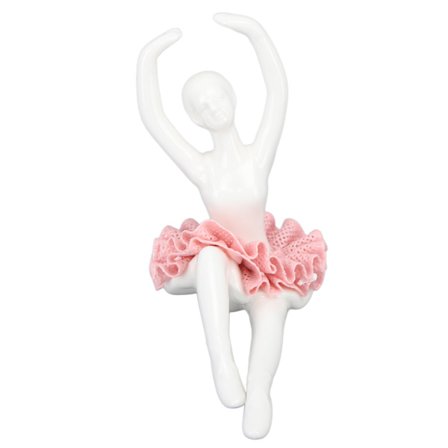 Ballerina-statue i rosa - Ballerinafigur i keramikk - Dekor til bord, hylle, soverom, stue