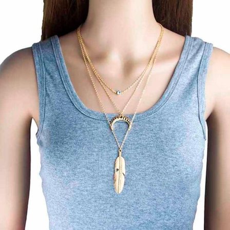 Enkel flerlags halskæde GULD/SØLV