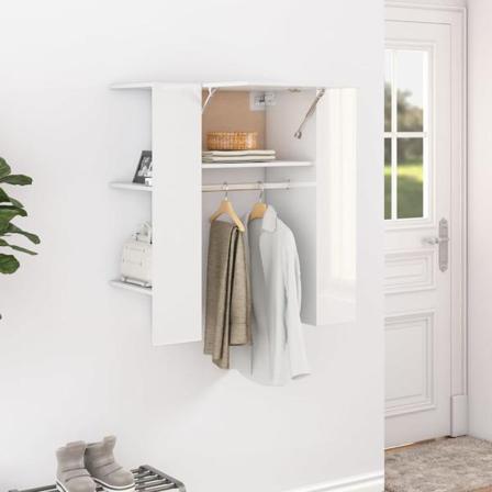 Vidaxl Hallskåp Vit Högglans 97,5x37x99 Cm Konstruerat Trä Vit