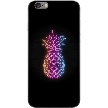 Yhteensopiva Puhelinkuori Apple Apple iPhone 6 Plus Neonkuvitus ananaksesta värikkäässä valossa mustaa taustaa vasten