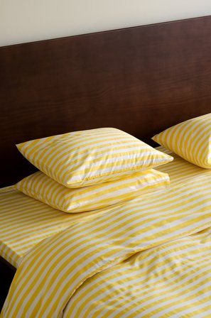 Jotex - Dynetrekksett Dobbeltseng Økologisk Lys gul/hvit - KAYO - Kjøp Dobbeltseng hos Jotex