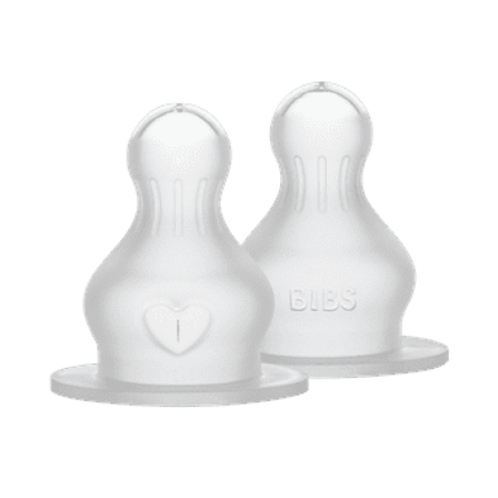 BIBS Round Silicone Flaskesmokk, 0 mnd, fast flow, 2 stk.