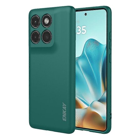 For Motorola Edge 60 Fusion 5G Motorola Edge 60 5G Silikondeksel ENKAY HAT PRINCE Rett Kant Mobiltelefon Bakdeksel Mørkegrønn