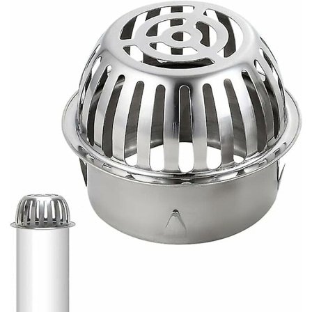 75 mm rennekurv i rustfritt stål 304 - Nedløpsrørssil - Løvfanger for takrenner, løv, mose