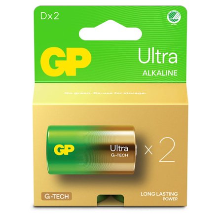 GP Ultra Alkaline Battery D LR20 2 kpl