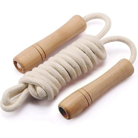 Piao Jump Rope For Kids - Wooden Handle - Adjustable Cotton Braided Fitness Skipping Rope