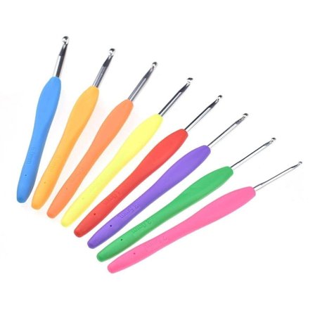 8 stk Heklepinner med plasthåndtak - Strikkesett